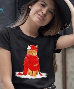 Cat Hat Santa Scarf Christmas Shirt