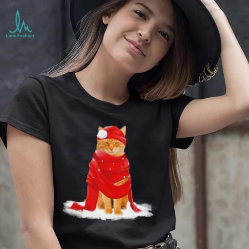 Cat Hat Santa Scarf Christmas Shirt