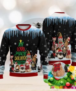 Cat Joy Love Peace Believe Ugly Christmas Sweater Best Gift For Men And Women