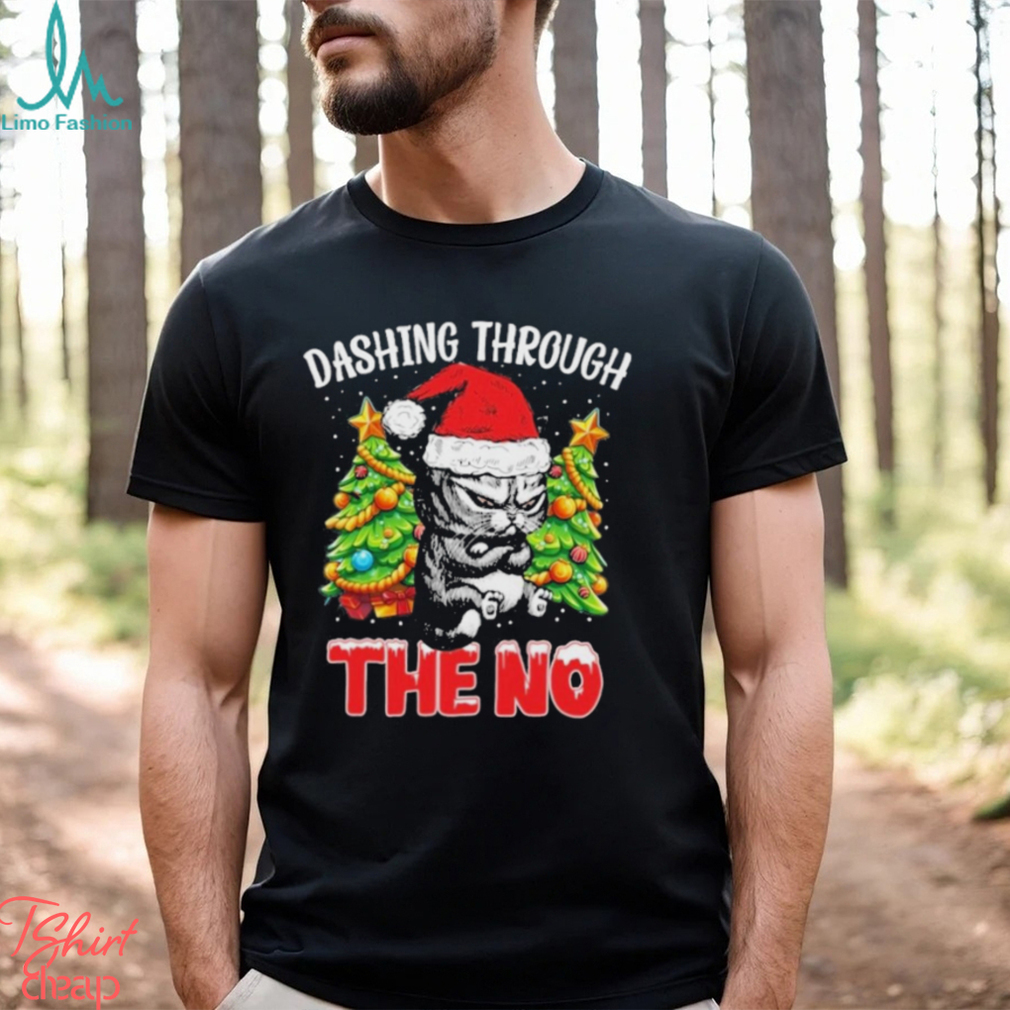 Cat hat santa dashing through the no merry christmas shirt Cat hat santa dashing through the no merry christmas shirt