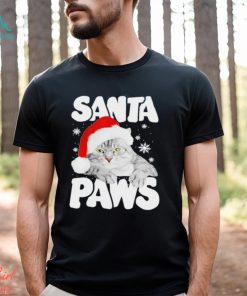 Cat hat santa santa paws merry christmas shirt