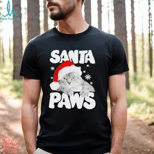 Cat hat santa santa paws merry christmas shirt