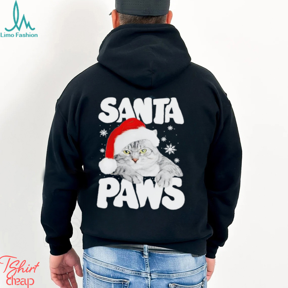 Cat hat santa santa paws merry christmas shirt Cat hat santa santa paws merry christmas shirt