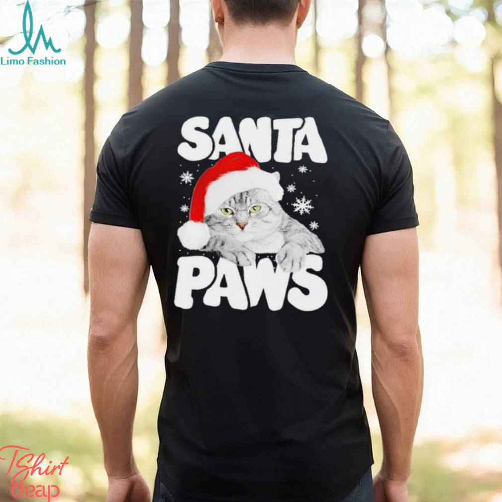 Cat hat santa santa paws merry christmas shirt Cat hat santa santa paws merry christmas shirt