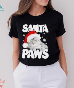 Cat hat santa santa paws merry christmas shirt