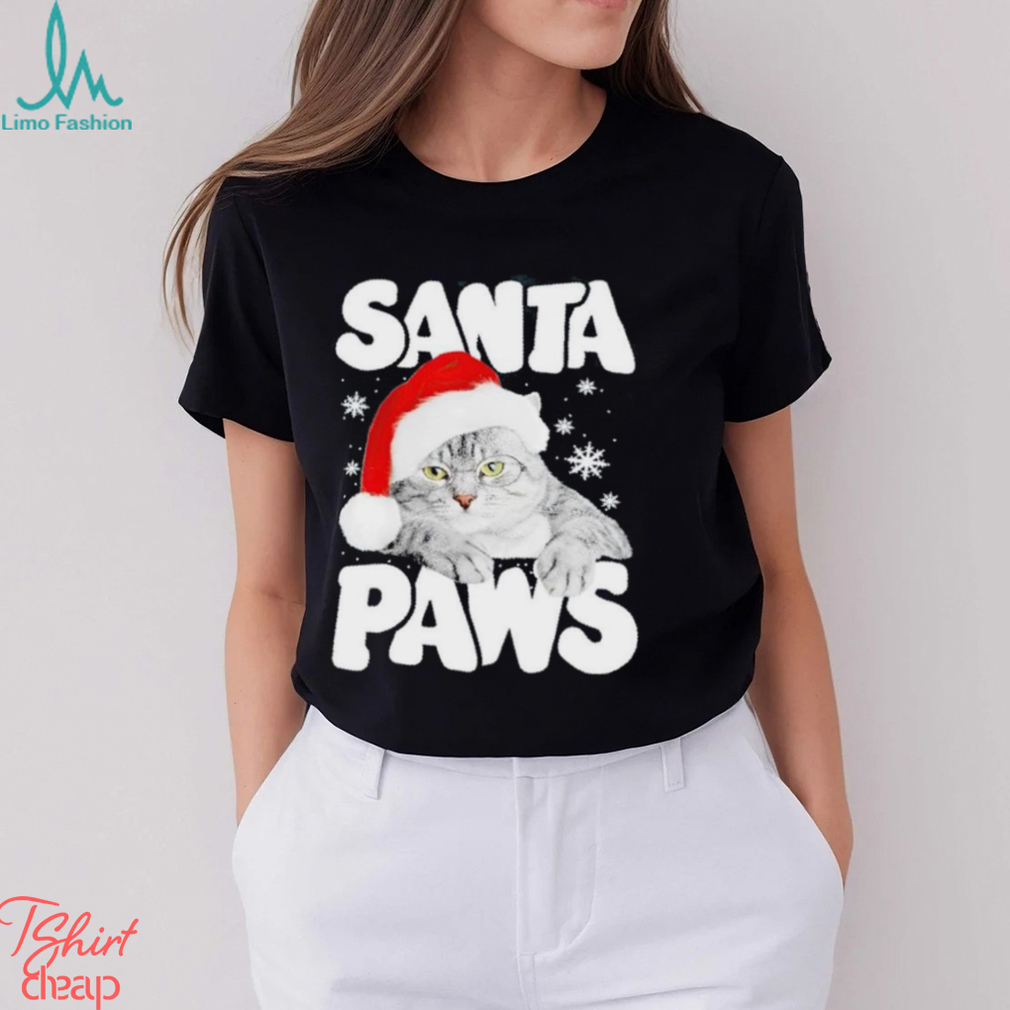 Cat hat santa santa paws merry christmas shirt Cat hat santa santa paws merry christmas shirt
