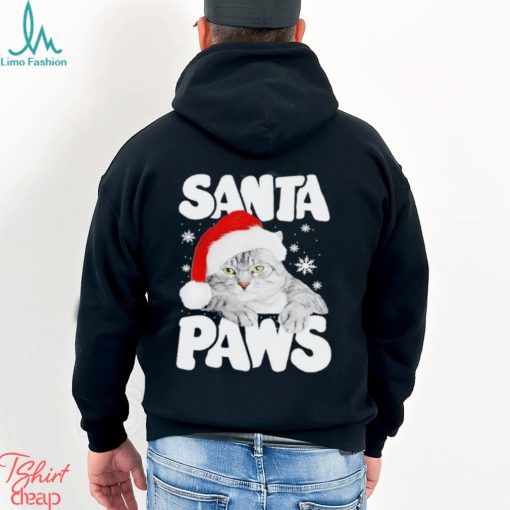 Cat hat santa santa paws merry christmas shirt
