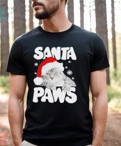 Cat hat santa santa paws merry christmas shirt