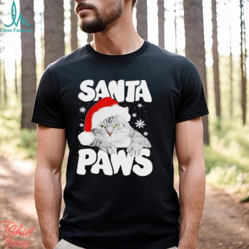 Cat hat santa santa paws merry christmas shirt