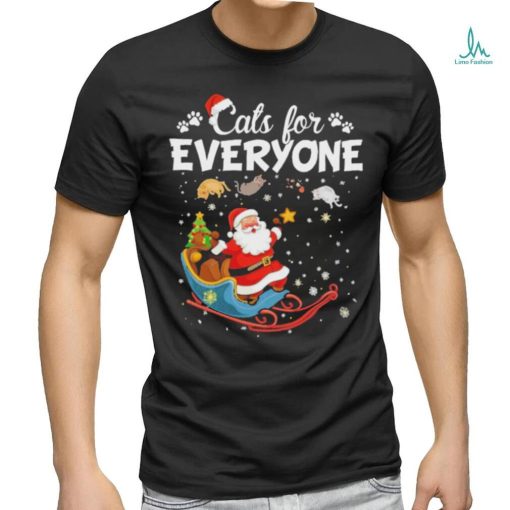 Cats For Everyone Happy Christmas Santa Claus In Sleigh With Cats T shirt