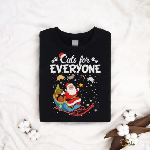 Cats For Everyone Happy Christmas Santa Claus In Sleigh With Cats T shirt