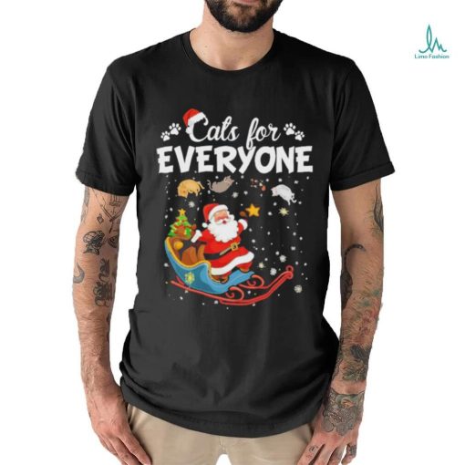 Cats For Everyone Happy Christmas Santa Claus In Sleigh With Cats T shirt