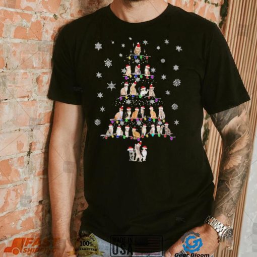 Cats Hat Santa Light Pine Tree Merry Christmas Shirt