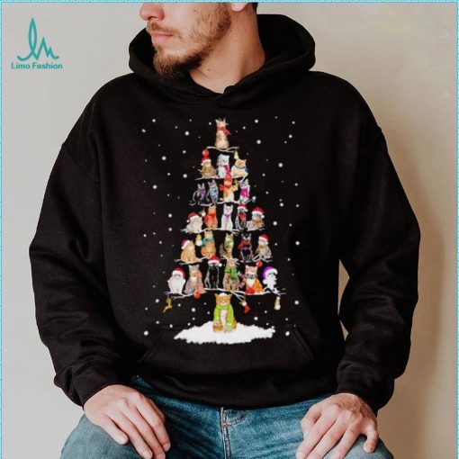 Cats Hat Santa Pine Tree Merry Christmas Shirt