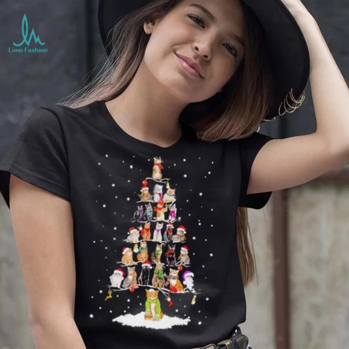 Cats Hat Santa Pine Tree Merry Christmas Shirt
