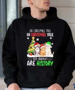 Cats hat santa oh christmas tree oh christmas tree your ornaments are history shirt