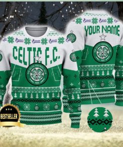 Celtic FC Ugly Christmas Sweater Logo Custom Name Gift Fans