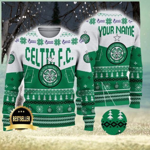 Celtic FC Ugly Christmas Sweater Logo Custom Name Gift Fans