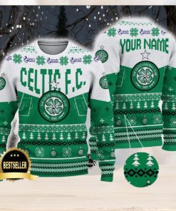 Celtic FC Ugly Christmas Sweater Logo Custom Name Gift Fans