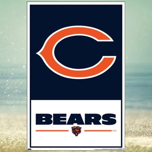 Chicago Bears Official Nfl Football Team Logo And Script Poster