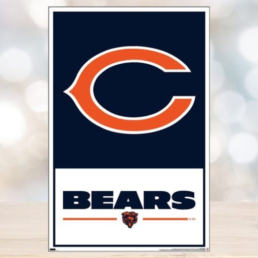 Chicago Bears Official Nfl Football Team Logo And Script Poster