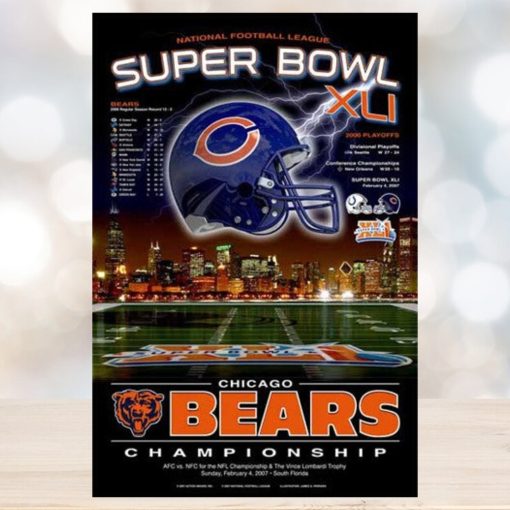 Chicago Bears Super Season Xli Commemorative Poster