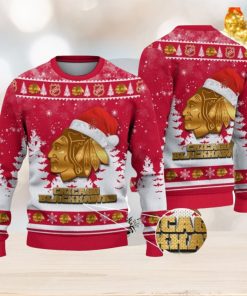 Chicago Blackhawks Logo Wearing Santa Hat Christmas Gift Ugly Christmas Sweater For Sport Fans