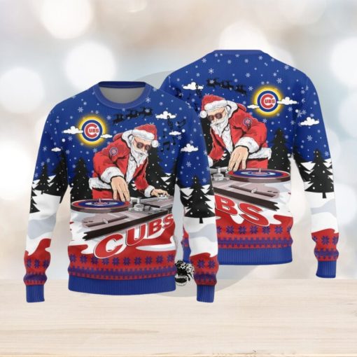 Chicago Cubs Christmas Funny DJ Santa New Style Knitted Sweater