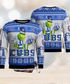 Chicago Cubs Grinch Snowflake Pattern Ugly Sweater Christmas