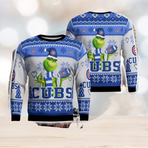 Chicago Cubs Grinch Snowflake Pattern Ugly Sweater Christmas