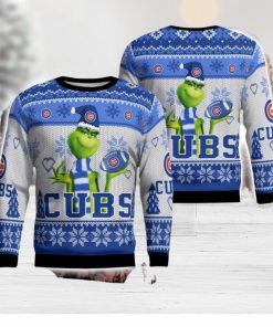 Chicago Cubs Grinch Snowflake Pattern Ugly Sweater Christmas