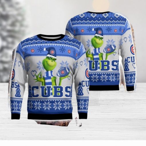 Chicago Cubs Grinch Snowflake Pattern Ugly Sweater Christmas