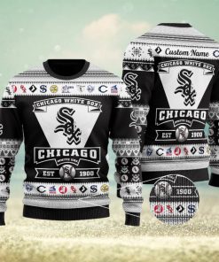 Chicago White Sox Football Team Logo Custom Name Ugly Christmas Sweater Perfect Holiday Gift