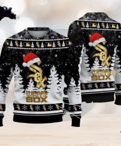 Chicago White Sox Golden Logo Santa Hat Ugly Christmas 3D Sweater For Fans