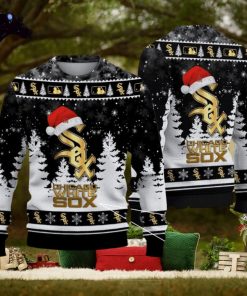 Chicago White Sox Golden Logo Santa Hat Ugly Christmas 3D Sweater For Fans