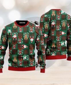 Chihuahua Reindeer Costume With Santa And Deer Christmas Unisex Ugly Sweater