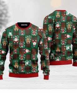 Chihuahua Reindeer Costume With Santa And Deer Christmas Unisex Ugly Sweater