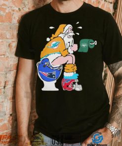 Christmas 2023 Santa Claus Miami Dolphins Shit On Toilet New England Patriots shirt