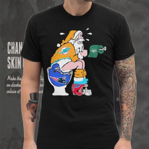 Christmas 2023 Santa Claus Miami Dolphins Shit On Toilet New England Patriots shirt