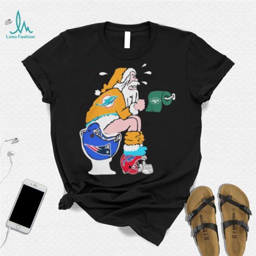 Christmas 2023 Santa Claus Miami Dolphins Shit On Toilet New England Patriots shirt