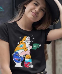 Christmas 2023 Santa Claus Miami Dolphins Shit On Toilet New England Patriots shirt