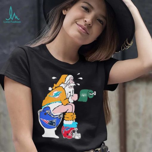 Christmas 2023 Santa Claus Miami Dolphins Shit On Toilet New England Patriots shirt