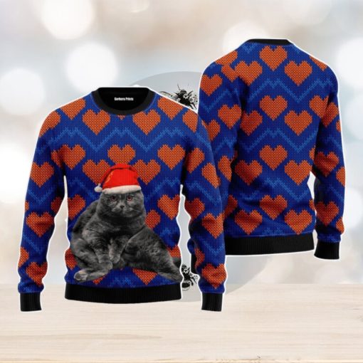 Christmas Black Cat In Heart Love Christmas Unisex Ugly Sweater