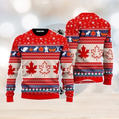 Christmas Canada Maple Leaf Christmas Unisex Ugly Sweater For Men Women