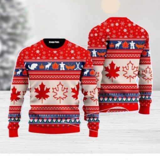 Christmas Canada Maple Leaf Christmas Unisex Ugly Sweater For Men Women