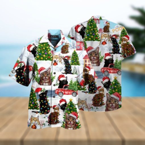 Christmas Cats Aloha Shirt, Santa Claus Hawaiian Shirt