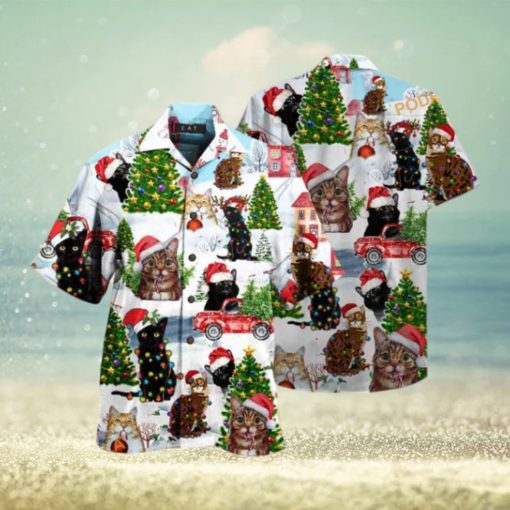 Christmas Cats Aloha Shirt, Santa Claus Hawaiian Shirt