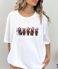 Christmas Cows With Santa Hat And Christmas Light Shirt