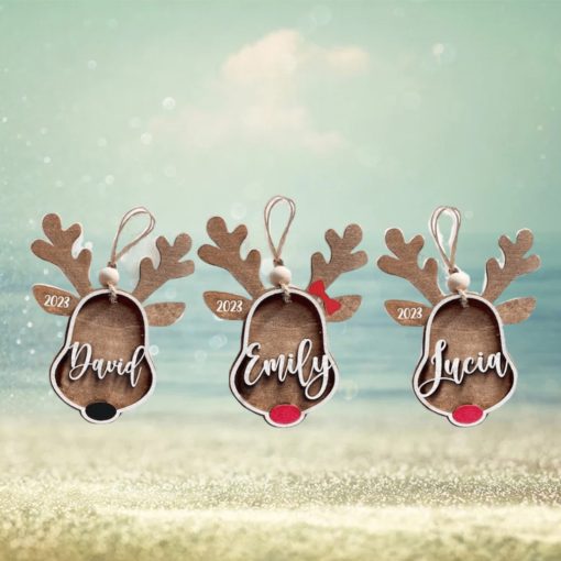 Christmas Gifts For Family, Personalized Reindeer’s Family Ornament