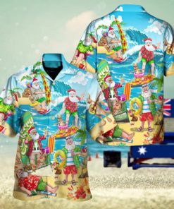 Christmas In July Santa Claus Surfing Hawaii Shirt